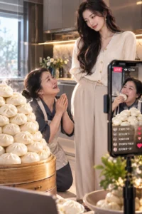TÔI GIÚP MẸ CON DÌ GIÚP VIỆC LIVESTREAM ĂN BÁNH BAO NHÂN PỊA